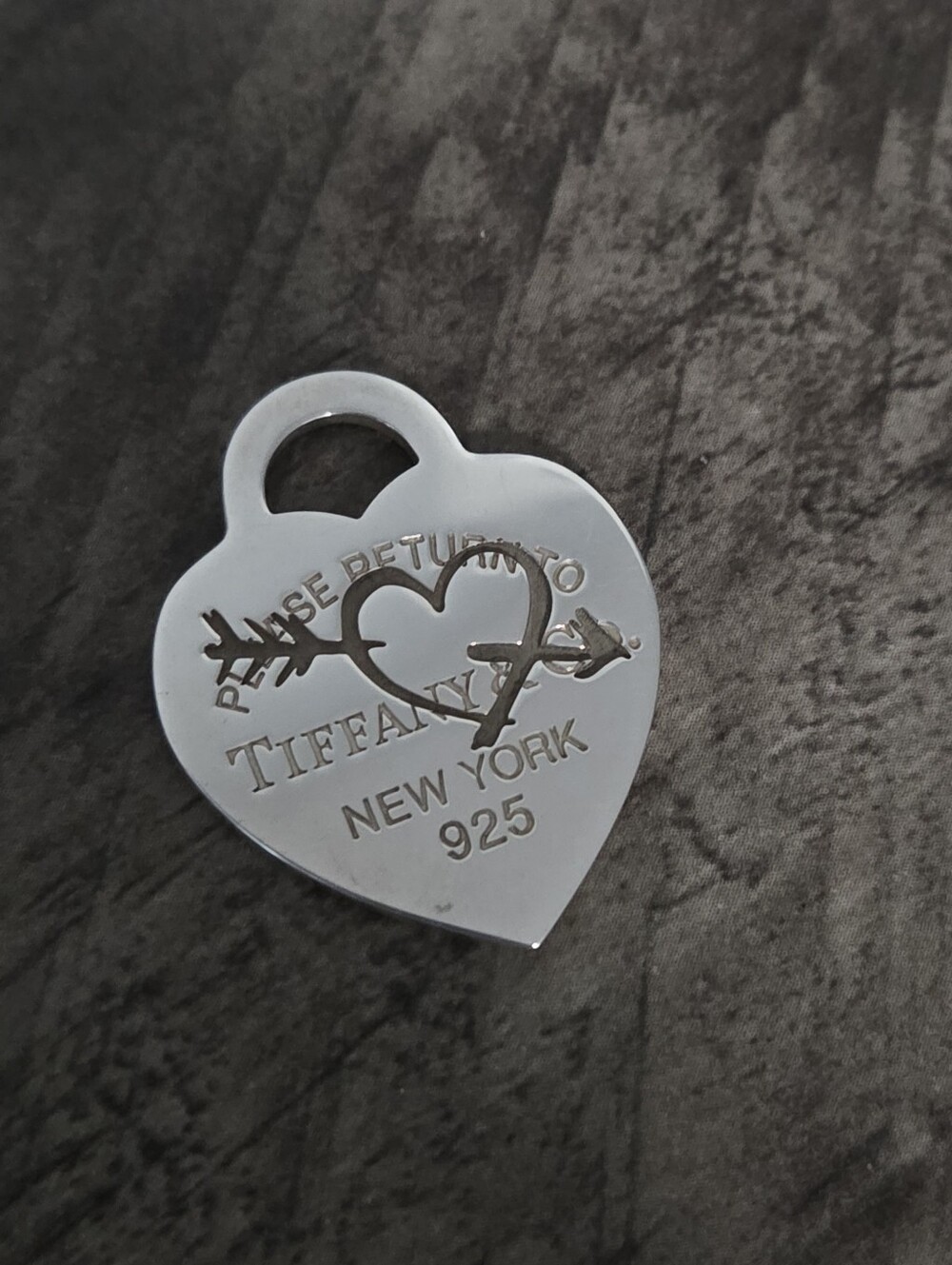 Tiffany & Co. Large Etched Heart Arrow Tag Pendant Charm
